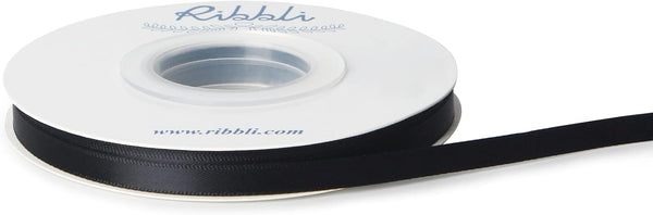 Ribbli Double Faced Black Satin Ribbon, 1/4” x 25 Yards, Use for Bows, Gift Wrapping, Floral Arrangement