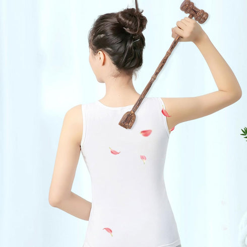 Hammer 4pcs Set, KICHOUSE Wooden Dual-use Massage Stick Double-Head Back Scratcher and Body Muscle Relaxation Massager
