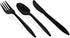 Party Favors Plus Set, 25 Packets Individually Wrapped Plastic Cutlery Black, with Fork, Spoon, Knife and Napkin