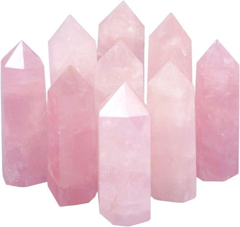 Rockcloud Pack of 3 Healing Crystal Wands, 6 Faceted Prism Bar Reiki Chakra Stones for Meditation