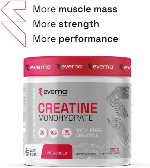 Creatine Monohydrate Powder, Unflavored, 10.58oz (300g), 100 Servings, 100% Pure Creatine