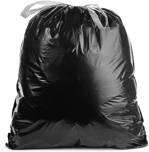 Commander 20-30 Gallon Black Drawstring Trash Bags, 1.0 MIL, 30" x 33", Pack of 28