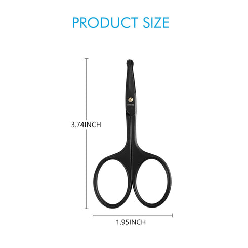 LIVINGO 3.75" Premium Nose Hair Scissors, Curved Safety Blades with Rounded Tip for Facial Hair Trimming