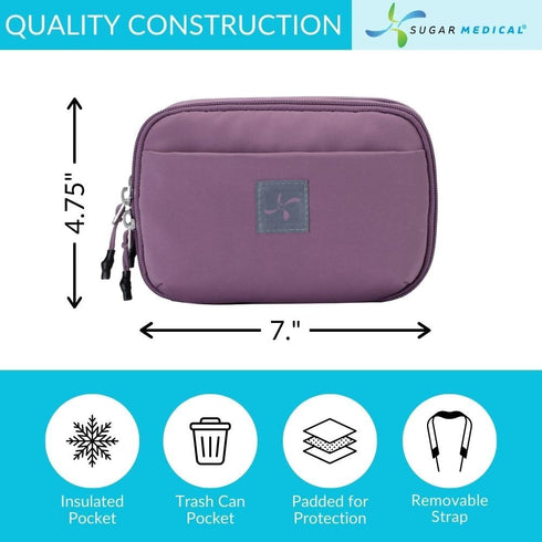 Sugar Medical Insulated Diabetes Supply Case Convertible Bag | Diabetes Belt Bag | Glucose Meter Case (Misty Purple)