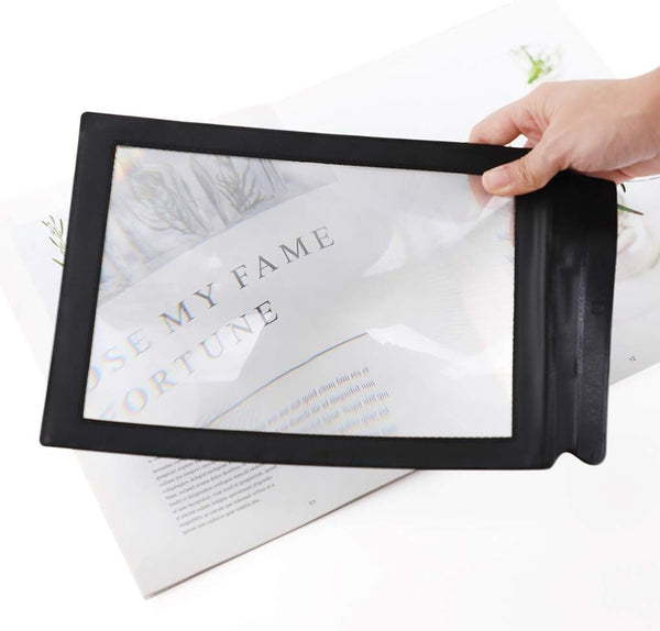 3X Magnifying Glass A4 Paper Size, PVC Plastic Full Page Reading Aid Lens for Large Sheets