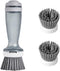 CQT Dish Brush with Soap Dispenser for Dishes, Kitchen Sink, Pot Scrubbing, 1 Brush 2 Refills