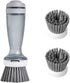 CQT Dish Brush with Soap Dispenser for Dishes, Kitchen Sink, Pot Scrubbing, 1 Brush 2 Refills