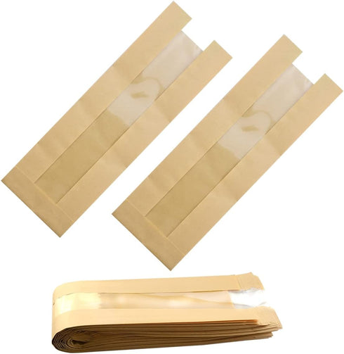 Rixoxo French Bread Bags 100Pieces Bakery Bags with Window Large Baguette Bread Bags