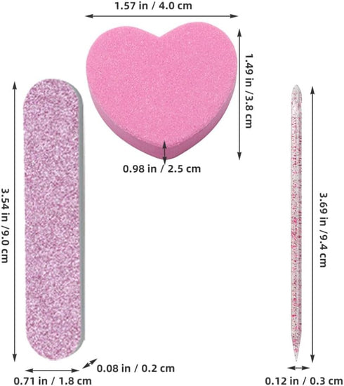 Ipetboom Nail Buffer Heart Shape - 20 Sets Nail File Strips Nail Mini Buffer with Nail Sticks Nail Tools Kit - Nail Polishing Strips Nail Buffer File Kit for DIY Nail Tools Nail Care
