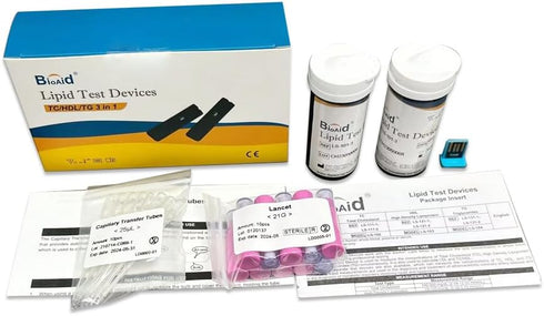 Bioaid 3in1 Lipid Multiparameter Strips, 10 pcs pack with 10 capillary tubes