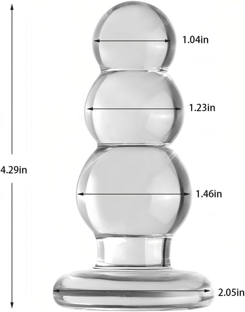 Transparent Anal Beads Butt Plug Adult Toys Masturbators Sex Tools with Safety Bottom, Glass Anal Plug Dildo