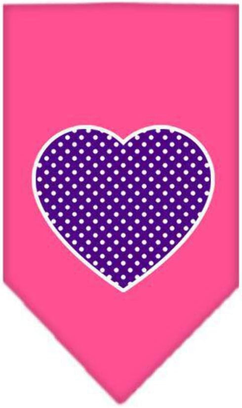 Mirage Pet Products Large Purple Swiss Dot Heart Screen Print Bandana, Navy Blue