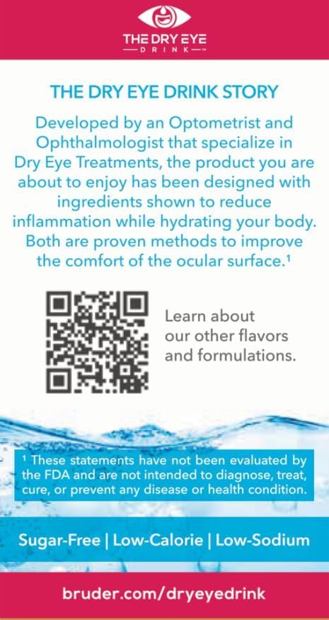 Ultimate Hydration for Dry Eyes - Sugar-Free Electrolyte Powder Packets with Vitamins, Green Tea, and DHA (20 Packets)