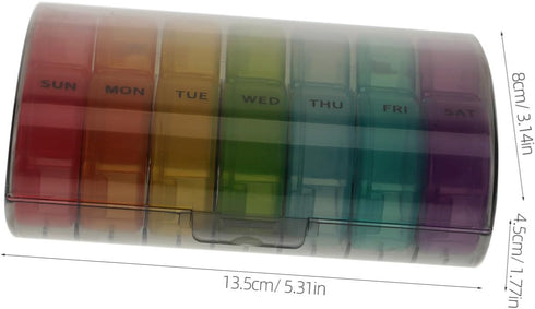 Weekly Pill Organizer Box Portable Medicine Storage Dispenser with Tight Seal Lightweight Compact Individual