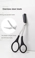 Professional Precision Eyebrow Trimmer Scissors with Comb, Black Silver Tone, Grooming for Men Women.