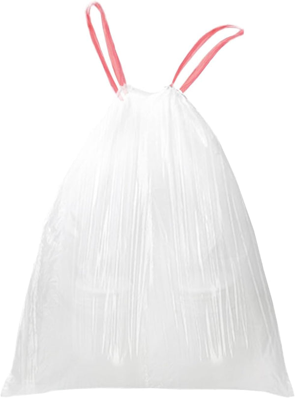 10 Gallon Drawstring Trash Bags, Pack of 26, Unscented, 1.58Mil Thickness, 60x71cm, White