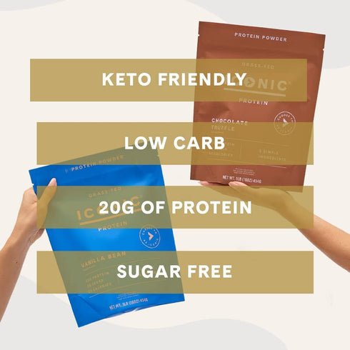 ICONIC Protein Powder, Vanilla Bean, Sugar Free, Low Carb, 20g Grass Fed Whey & Casein Protein