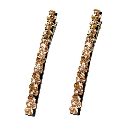 Vpang 2 Pcs Shiny Rhinestone Diamond Barrette Clip, Duckbill Alligator Hair Accessories for Women (Champagne)