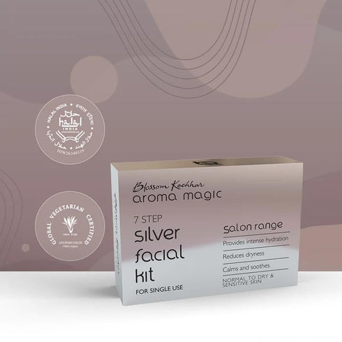 Silver Facial Kit, 7 in 1 Natural Face Set for Women with Aloe Vera Extract, Cleansing & Moisturizing
