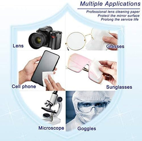500 Pieces Lens Cleaning Paper Tissue with 2 Double Sided Cleaning Cloth for Cameras, Screens, Glasses