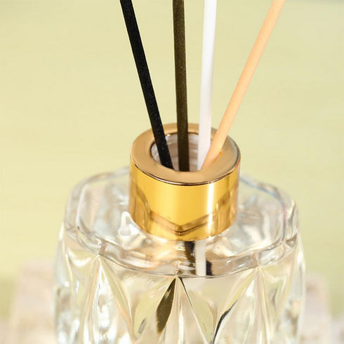 VANTOBEST 2PCS 50ml/1.7oz Set Glass Diffuser Bottle with Gold Cap, Prismatic Design, Essential Oil Container, Home