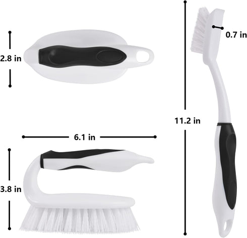 Set, 4 Pack 2 2 Commercial Scrub Brush Deep Cleaning Brush Kit - Scrub Brush, Tile & Grout Brush with Built-in Scraper