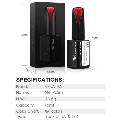 VENALISA 15ml Dark Red Gel Nail Polish - Burgundy Claret-Red Soak Off UV LED Nail Gel for DIY Manicure