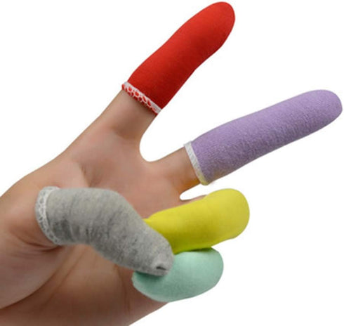 100 Pcs Finger Cots by EORTA | Cotton Material with Elasticity | Comfortable, Breathable, Reusable, Random Color