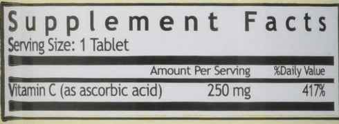 VIT C TABS 250 MG WMILL 100