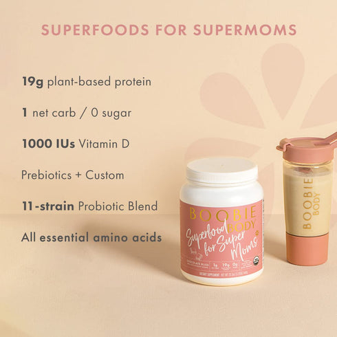 Boobie Body Superfood Protein Meal Replacement Shake, Chocolate Bliss Flavor | 19g Protein, 1 Tub