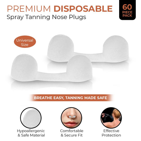 Bronze Tan Disposable Nose Filters for Professional Spray Tan - 60 Pieces, Spray Tanning Supplies - Also Ideal for Allergies & Dust - Spray Tan Nose Plugs - Comfortable, Hypoallergenic