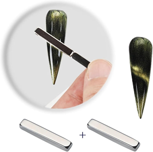 Silver Magnetic Wand for 3D Cat Eyes, Multifunctional Nail Tool with Long Strip Magnet for DIY Manicure - Gel Polish Art