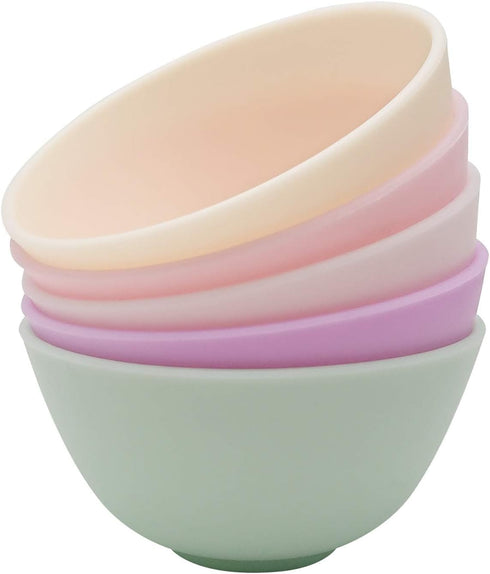 Hulless 3.3 Inch Silicone Facial Mask Mixing Bowl, Medium Multi-Colored 5 Pcs for Facial Mask & Skincare