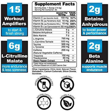 OptiForce Pre-Workout Tropical Blast Supplement Powder, Clean Energy & Natural Caffeine (30 Servings)