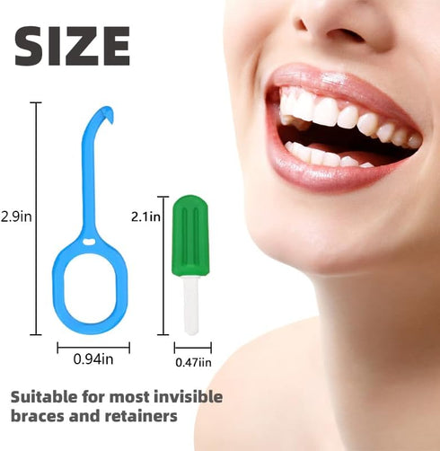 12PCS Clear Aligner Removal Tools with 2PCS Aligner Chewies for Invisible Retainers and Dentures, Dental Kit (3.Mint)