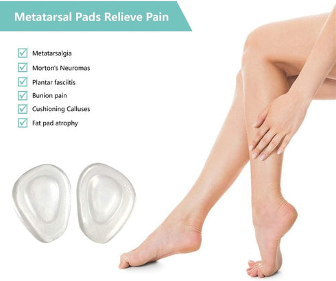 Ball of Foot Cushions, Metatarsal Pads for Women Men, Soft Gel Insoles for Forefoot Cushioning, Pain Relief (4 Pair)