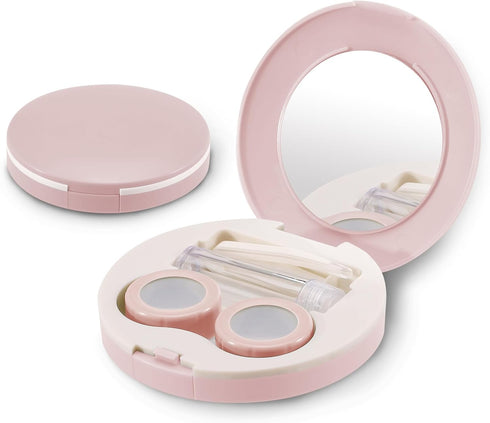 2 Pack Travel Contact Lens Case Kit, Portable Eye Case with Mirror, Remover Tool, Tweezers & Solution Bottle
