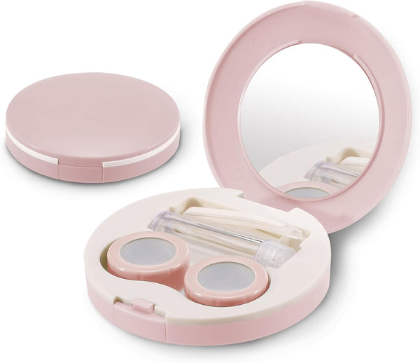 2 Pack Travel Contact Lens Case Kit, Portable Eye Case with Mirror, Remover Tool, Tweezers & Solution Bottle