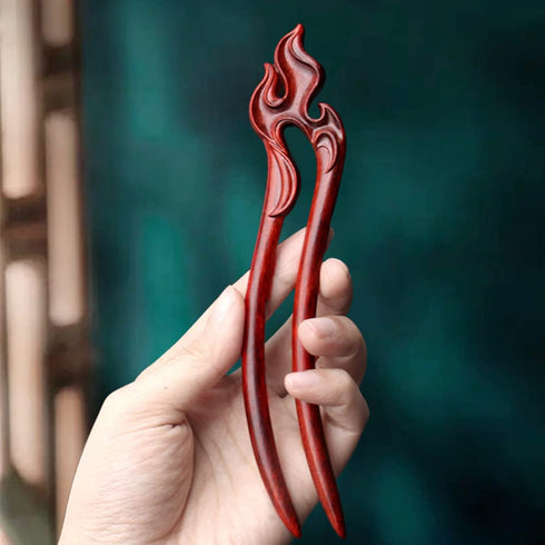 Large Handmade Ebony U Shape Hair Fork, 6.6" Wooden Hair Stick for Thick Hair Accessories