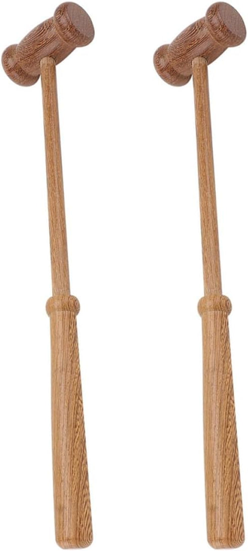 minkissy Wooden Knocking Massage Hammer 2pcs Manual Back Massager Hammer Handheld for