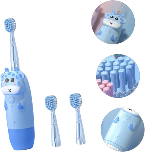 VICASKY Sonic Electric Toothbrush with Soft Bristles Non Slip Handle Cartoon Design for Oral Care Kit with Blue Brush