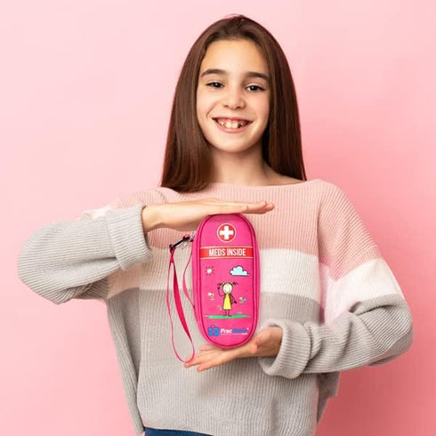 PracMedic Bags Insulated Epipen Carry Case for Kids - Holds 2 Epi Pens or Auvi Q, Allergy Medicine, Pink