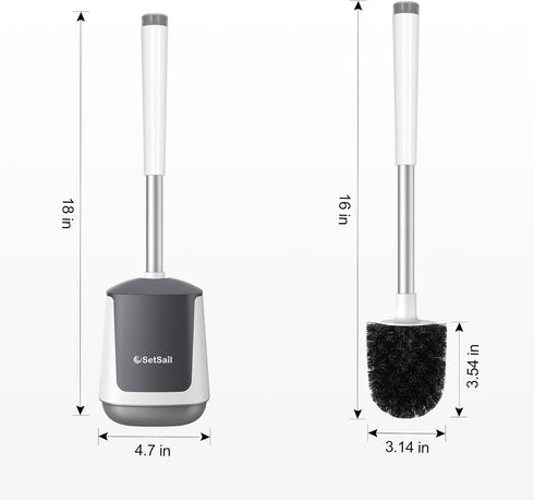 SetSail Toilet Brush and Holder - Automatic Bathroom Bowl Cleaner Scrubber, Ventilated, White-pp