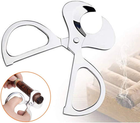 Cigar Scissors Cutter, Stainless Steel Guillotine Double Blade Straight Cut Scissors for Cigar Accessories