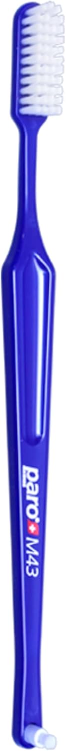 Paro M43 Toothbrush 708 - Compact Brush Head with Medium Bristles, 4 Rows, 43 Tufts, 3 Pack Multi Color