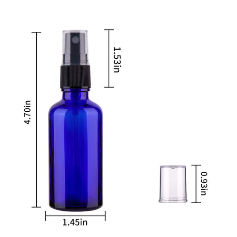 Hydior 2oz Small Fine Mist Spray Bottles for Essential Oils, Blue Glass Spray Bottle 3 Pack