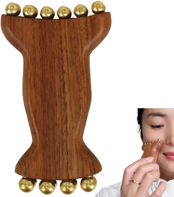 OULIGET Wooden Trigger Point Massage,Wooden Metal Ball Massage Tool,Sandalwood Metal Ball Face