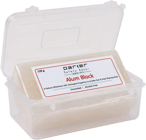 Parker Large Alum Block with Travel Case (125 g./4.4 oz.) - Natural Aftershave with Antiseptic Properties
