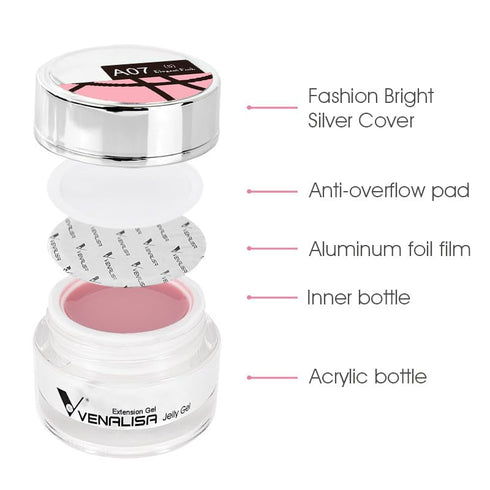 VENALISA Builder Nail Gel, 50ml Milky White Hard Gel for Nail Extension, Polygel Nail Art Manicure