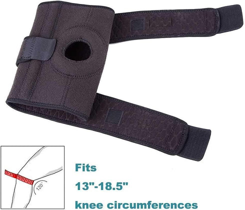 Patella Knee Brace for Arthritis Pain and Support, Adjustable Neoprene Open Knee Sleeve with Side Stabilizers - Grey